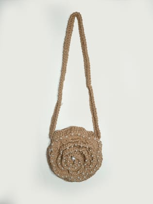 Natural Jute Round Shape Jute bag for Girls