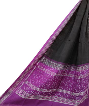 Black Purple Sambalpuri Handwoven Single Ikat Cotton Dupatta