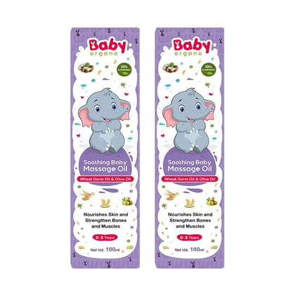 Babyorgano Soothing Baby Massage Oil for New Born Baby 100ml Pack of 2 | Super Blend of 6 Ayurvedic Herbs Oils | FDCA Approved