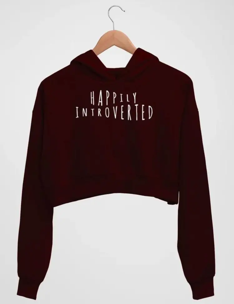 Happily Introverted – Women’s crop hoodie