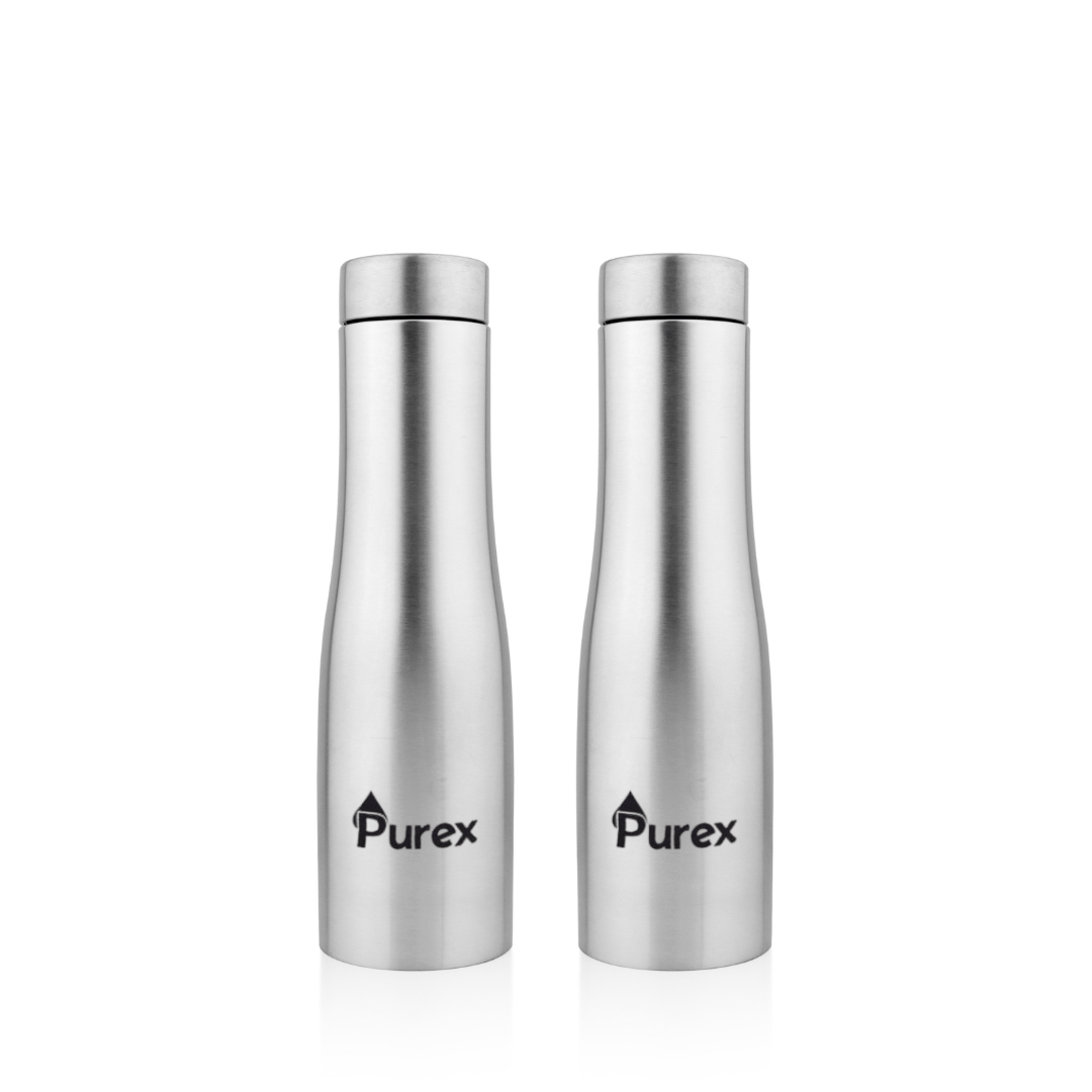 Flora Stainless Steel Fridge Bottle 1 Liter, Matte Finish (Pack of 2)