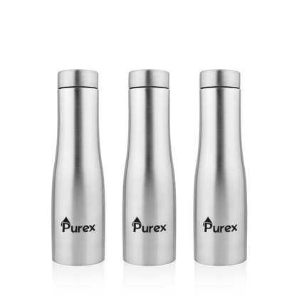 Flora Stainless Steel Fridge Bottle 1 Liter, Matte Finish (Pack of 3)