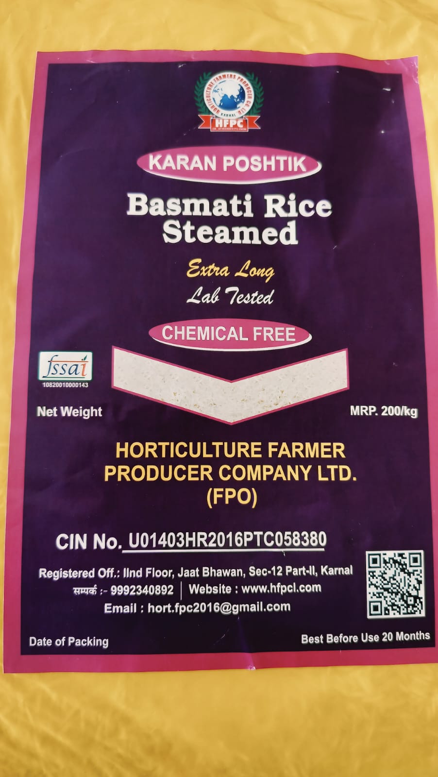 Karan Poshik Basmati Rice, Extra Long, Lab Tested, Chemical Free