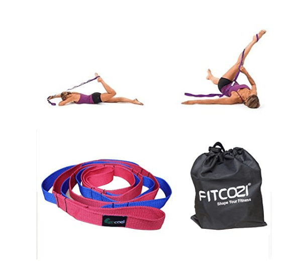 Fitcozi 10 Loops Non-Elastic Yoga Strap for Stretching, Perfect Multi-Loop Exercise Stretch Band for Rehabilitation, Flexibility, Hamstring & PT