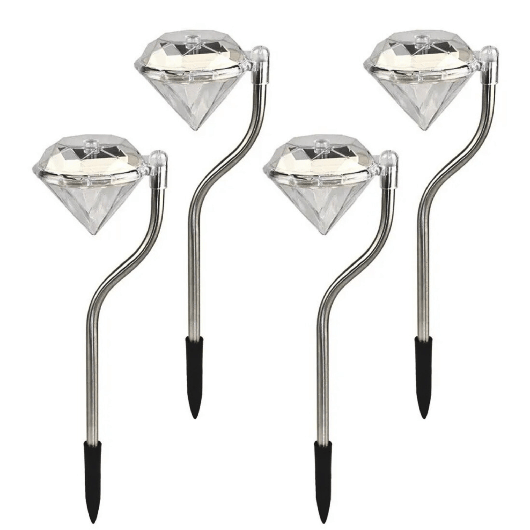 SAHAPECT Solar LED Light, 1 LED Garden Warm White Diamond Light Lamp- Pack of 4