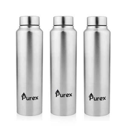 PUREX Classic Stainless Steel Water Bottle 1 Liter (Pack of 3) 1000 ml Bottle