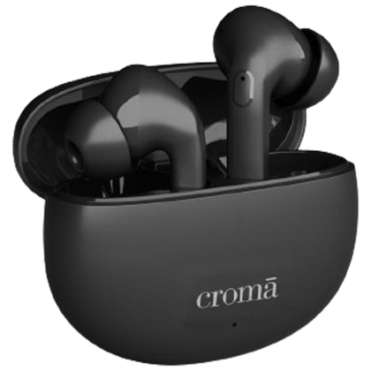 Croma TWS Earbuds with Environmental Noise Cancellation (Water Resistant, 13mm Driver, Black)