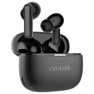 Croma TWS Earbuds with Active Noise Cancellation (Water Resistant, Fast Charging, Black)