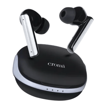 Croma TWS Earbuds with Active Noise Cancellation (Water Resistant, Fast Charging Support, Black and Grey)