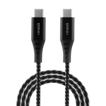 Croma Type C to Type C 3.3 Feet (1M) Cable (Nylon Braided, Grey)