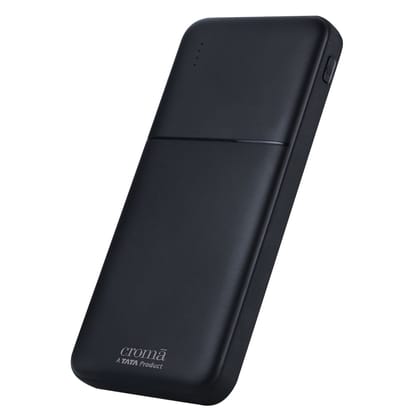 Croma 10000 mAh 22.5W Fast Charging Power Bank (2 Type A and 1 Type C Ports, Multi Layer Protection, Black)