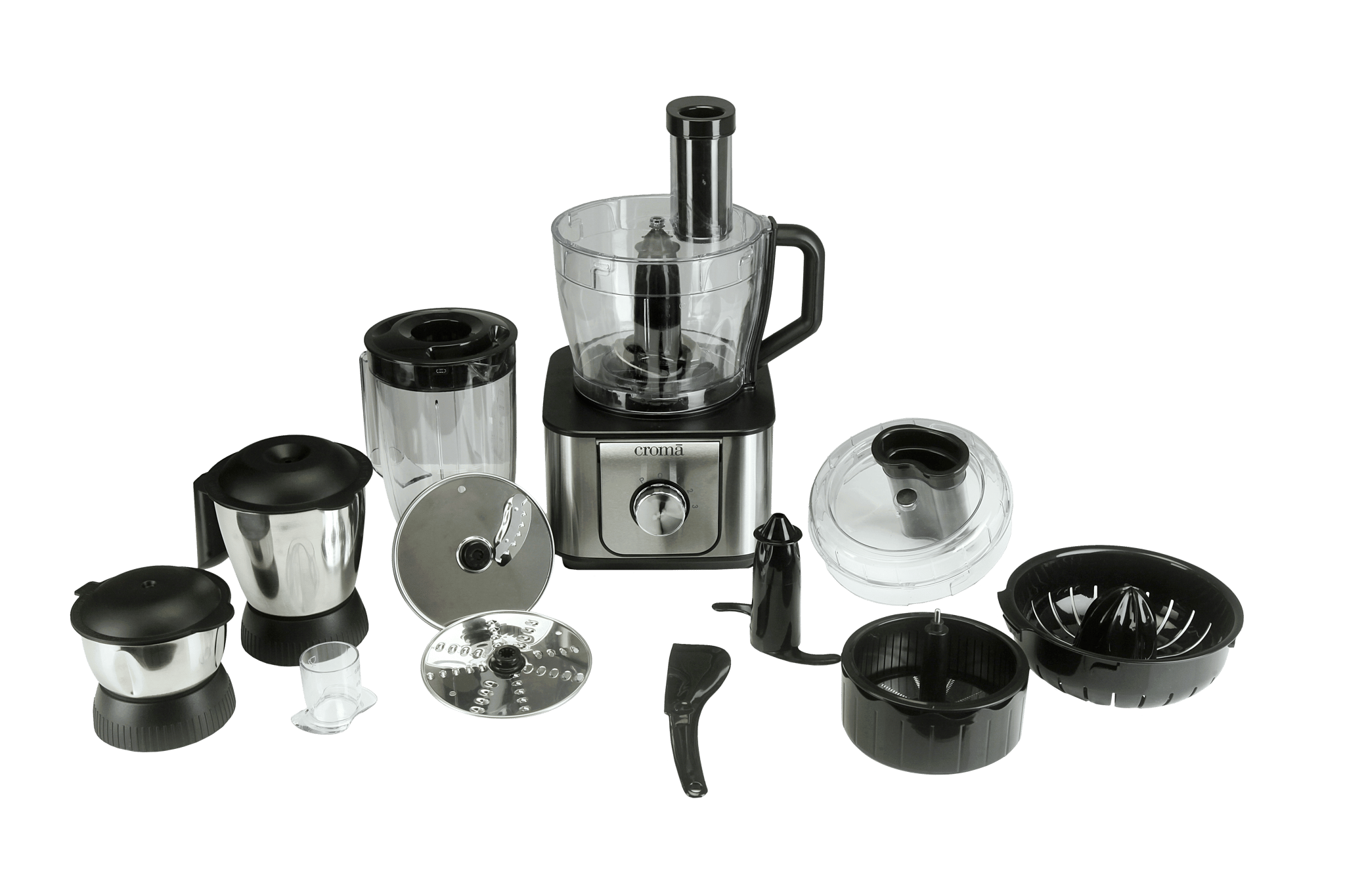 Croma 1000 Watt Food Processor with 2 Blades (Silver/Black)