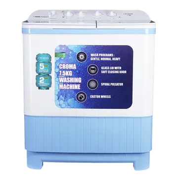 Croma 7.5 kg Semi Automatic Washing Machine with Auto Unbalancing Detection (White)