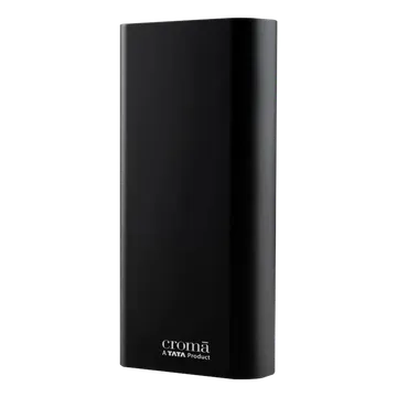 Croma 20000 mAh 22.5W Fast Charging Powerbank (2 Type A, 1 PD Type C & 1 Micro USB Port, Aluminium Casing, Apple Compatible, Black)