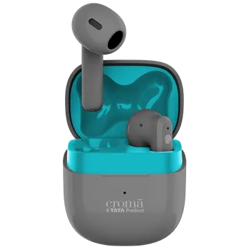 Croma TWS Earbuds with Environmental Noise Cancellation (IPX4 Water Resistant, Fast Charging, Grey Blue)