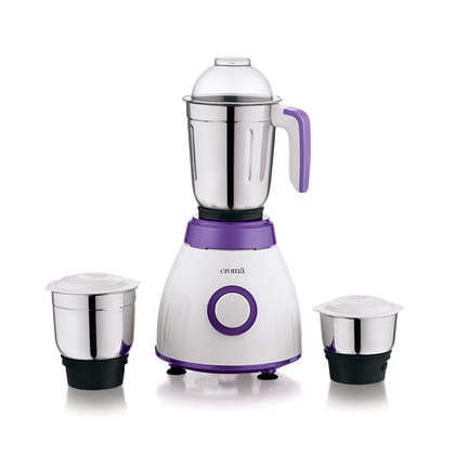 Croma 500 Watt 3 Jars Mixer Grinder (Rust Resistant, White/Purple)