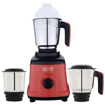 Croma 750 Watt 3 Jars Mixer Grinder (20000 RPM, Overload Protection, Red/Black)