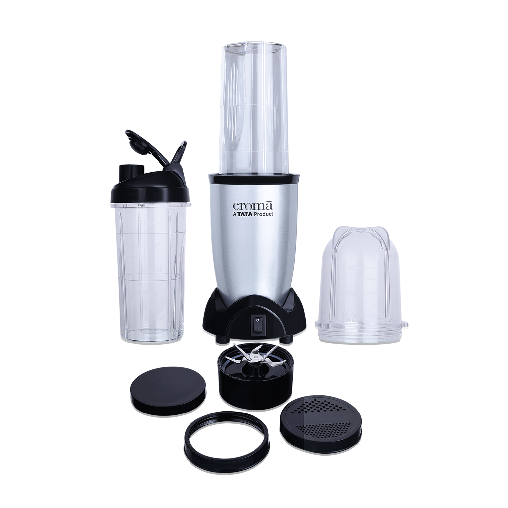 Croma Personal 450 Watt 2 Jars Mixer Grinder Blender (19000 RPM, Bullet Motor, Silver and Black)