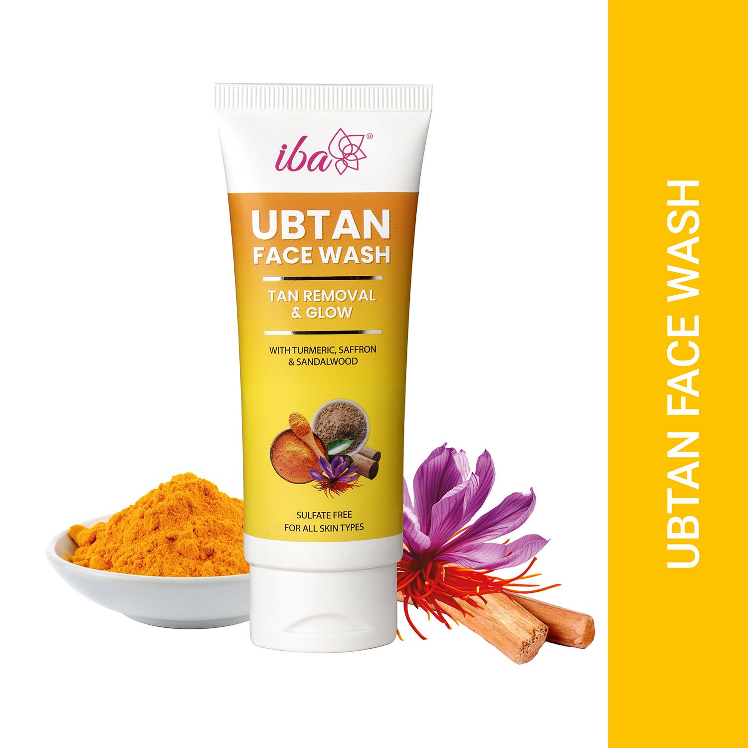 Iba Ubtan Face Wash, 100ml For all Skin Type with Turmeric, Saffron & Sandalwood for Tan Removal & Glow