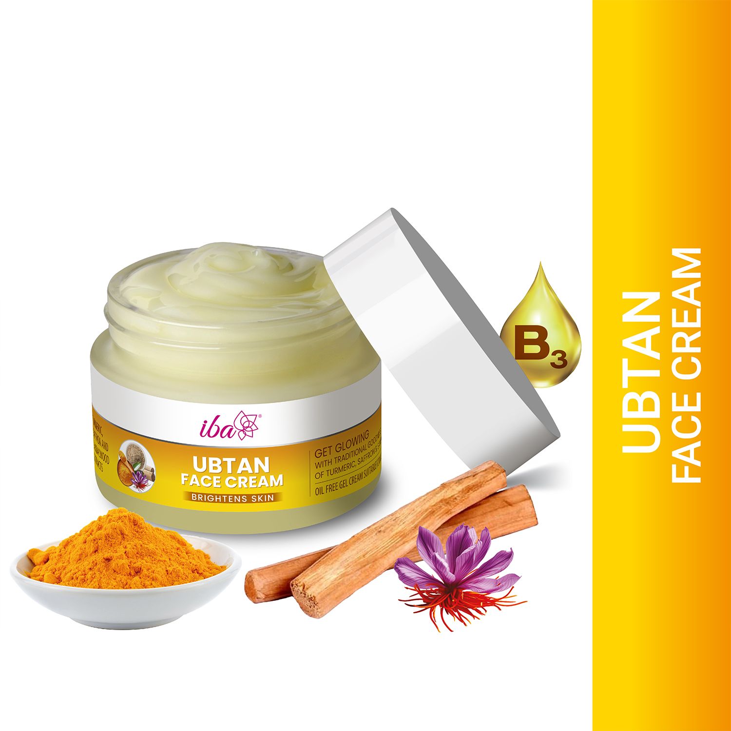 Iba Ubtan Face Cream, 50g with Turmeric, Sandalwood & Saffron For Brightens Skins