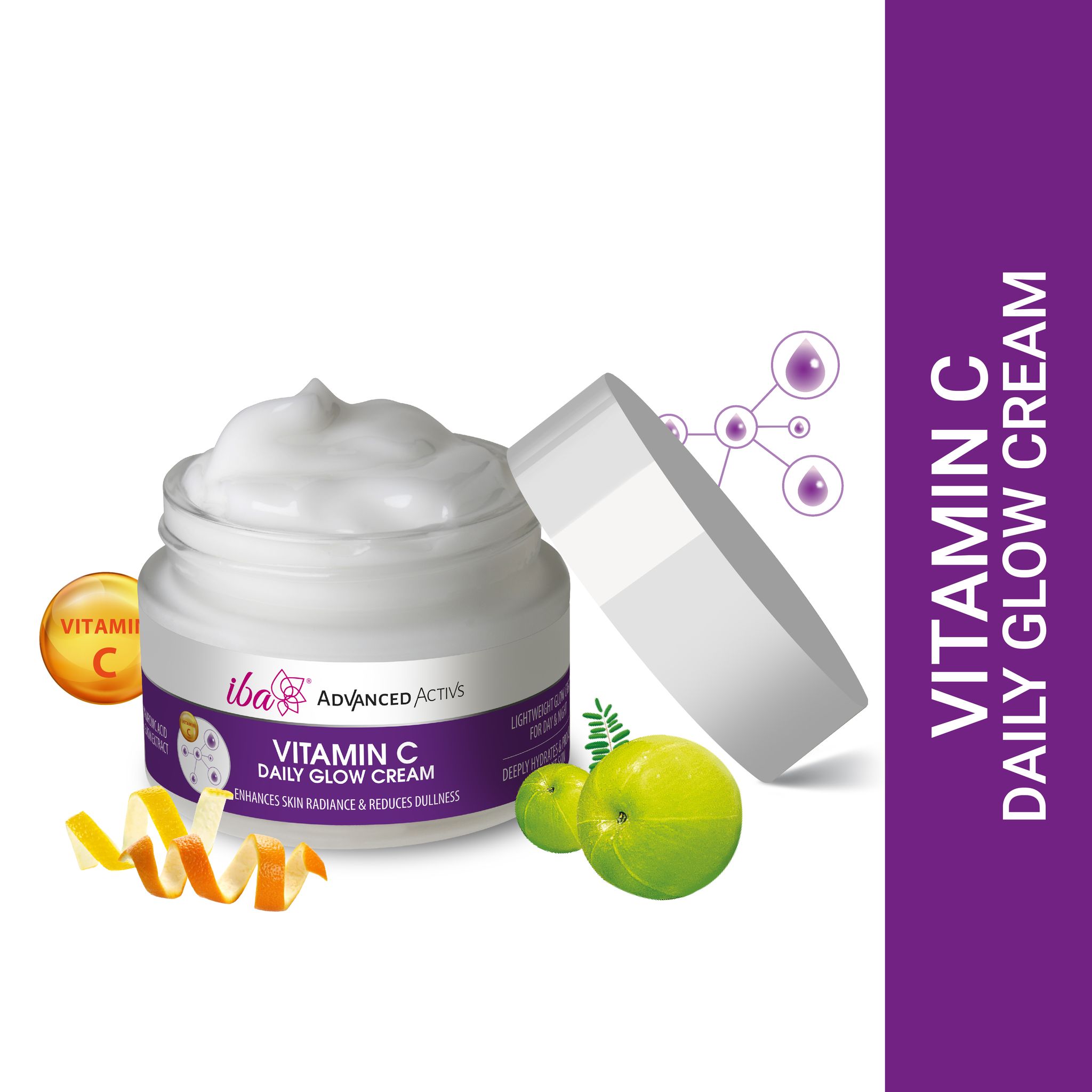 Iba Advanced Activs Vitamin C Daily Glow Cream, 50 g with Hyaluronic Acid for Enhances Skin Radiance and Reduces Dullness