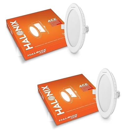 18W ACE 6500K Cool White Round led Recess downlighter | Pack of 2 | Cut Out: 8 inch | LED Ceiling Light for Home and Hall