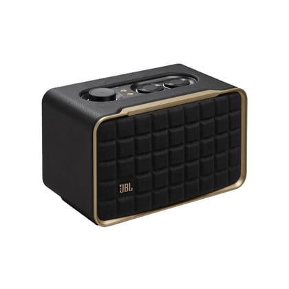 JBL Authentics 200, Smart Home Wifi Speaker and Music Streaming, Voice Assist and Bluetooth Connectivity, Automatic Calibration, Compatible with Google Home & Amazon Alexa, Retro Design in Black