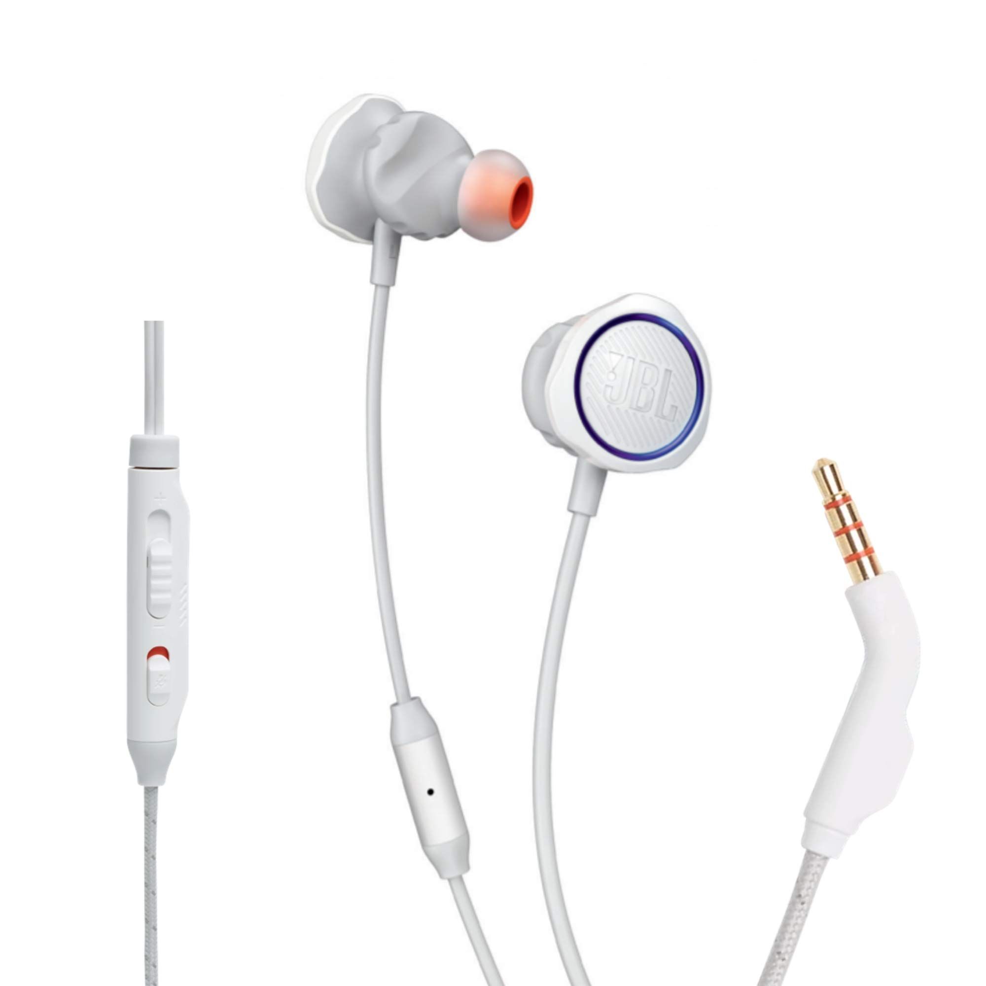 JBL Quantum 50 Wired in Ear Gaming Earphones with Mic, Quantum Sound Signature, Master Volume Slider, Twist-Lock Technology for Secure Fit, Cable Length Adjuster, Channel Management for Mono (White)