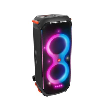 JBL PartyBox 710 Bluetooth Party Speaker with Dynamic Music Synced Flashing Club Pattern Lightshow, Pro Sound, Splashproof, PartyBox App Personalisation,Guitar and Mic Input(800 Watt RMS, Black)