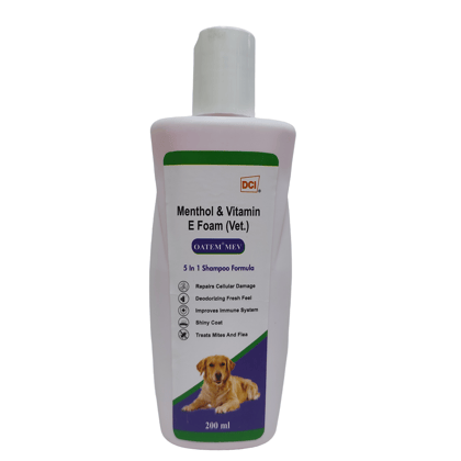 Oatem MEV, Menthol and Vitamin E Dog Shampoo for Skin Rashes and Itchiness, 200 ml