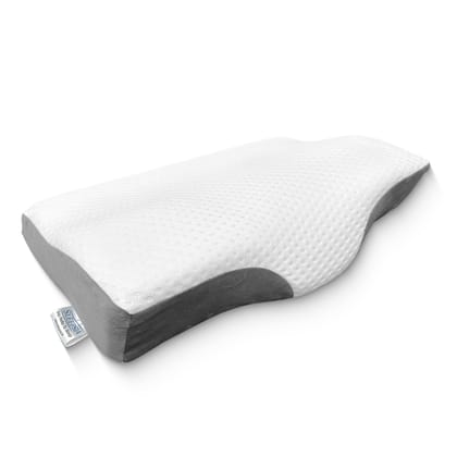 Sleepsia Cervical Memory Foam Pillow - Orthopedic Neck Sleeping Pillows for Side & Back Sleepers, Pillow for Neck & Shoulder Pain - (Grey/White)