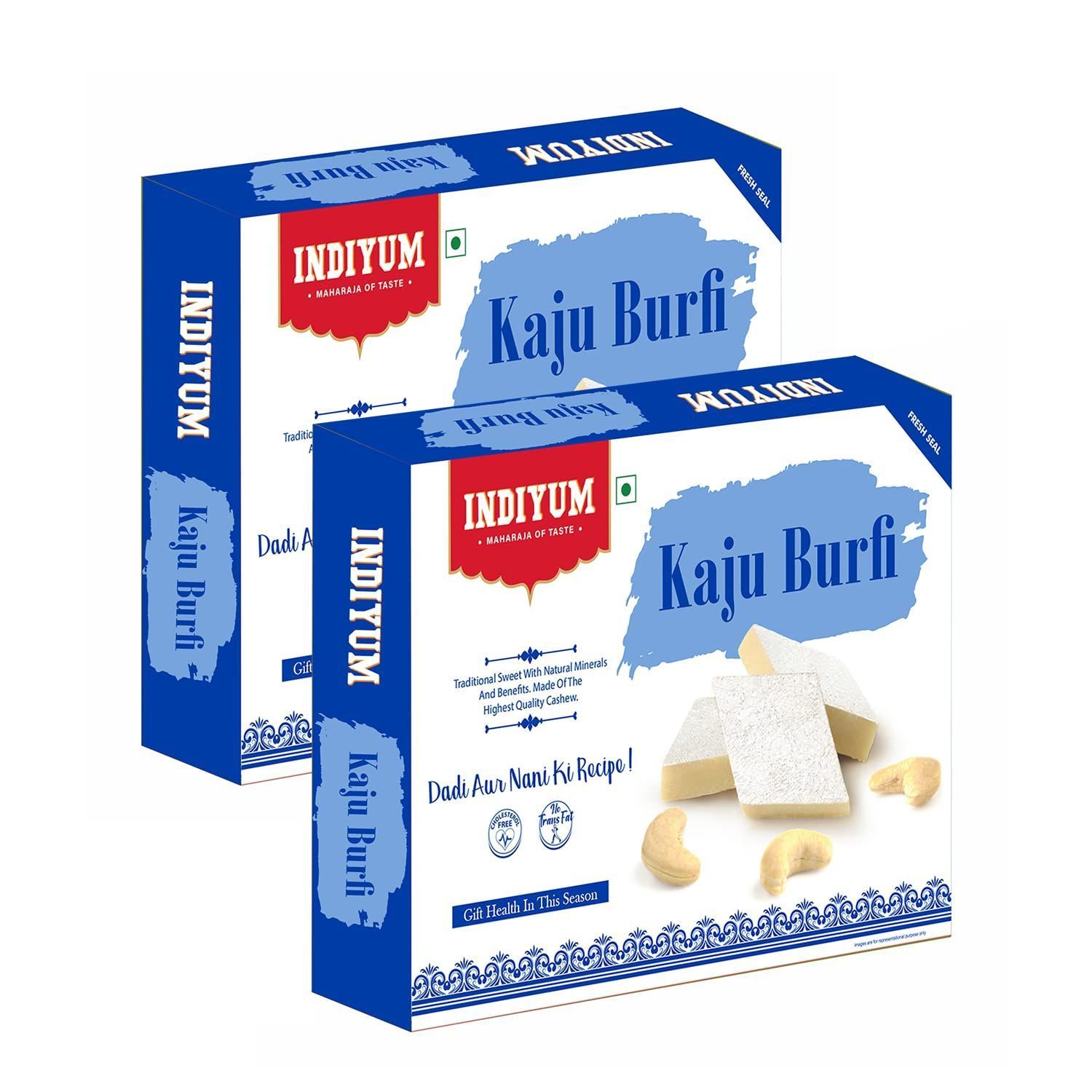 Indiyum Indian Sweet Kaju Burfi (Kaju Katli) (800g) (400g X 2)