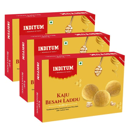 Indiyum Indian Sweet Kaju Besan Laddu 400g Pack Of 3