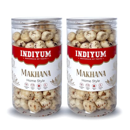 Indiyum Roasted Makhana Home Style Foxnut Snacks Jar 90g Pack Of 2