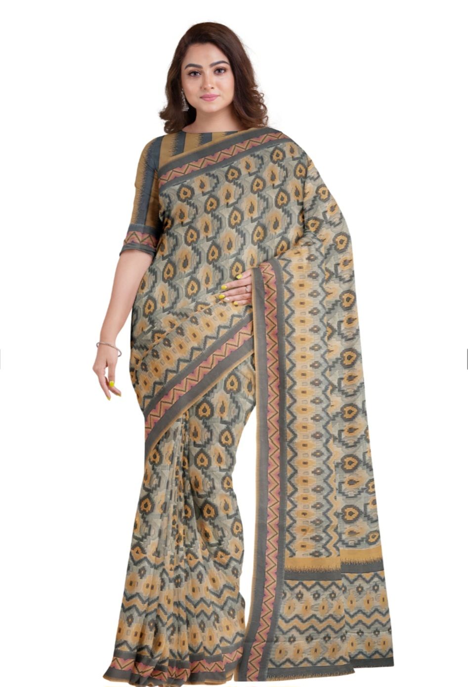 Saree Art Silk Kota Doriya Mercerised Mini Self Check Saree With Running Designer Blouse