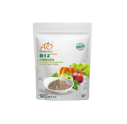 AO Organic B12 NeuroVitality: Specialized B12 powder supporting brain health and overall vitality, combining high-purity ingredients for enhanced efficacy.|250GM|