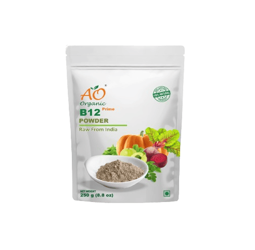 AO Organic B12 NeuroVitality: Specialized B12 powder supporting brain health and overall vitality, combining high-purity ingredients for enhanced efficacy.|250GM|