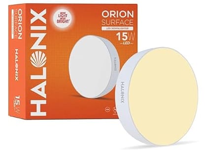 15W Warm White Yellow Orion Round Led Rimless Surface downlighter| Led Ceiling Light for Home, Shop and Office |Pack of 1, Warm White Yellow.