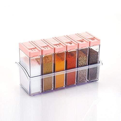 Plastic Spice Jars (6 Pcs, 14x22x8cm, Multicolour)