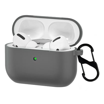 LIRAMARK Silicone Soft Case Cover with Buckle for Airpods Pro (2019), AirPods Pro 1st Generation (Grey)