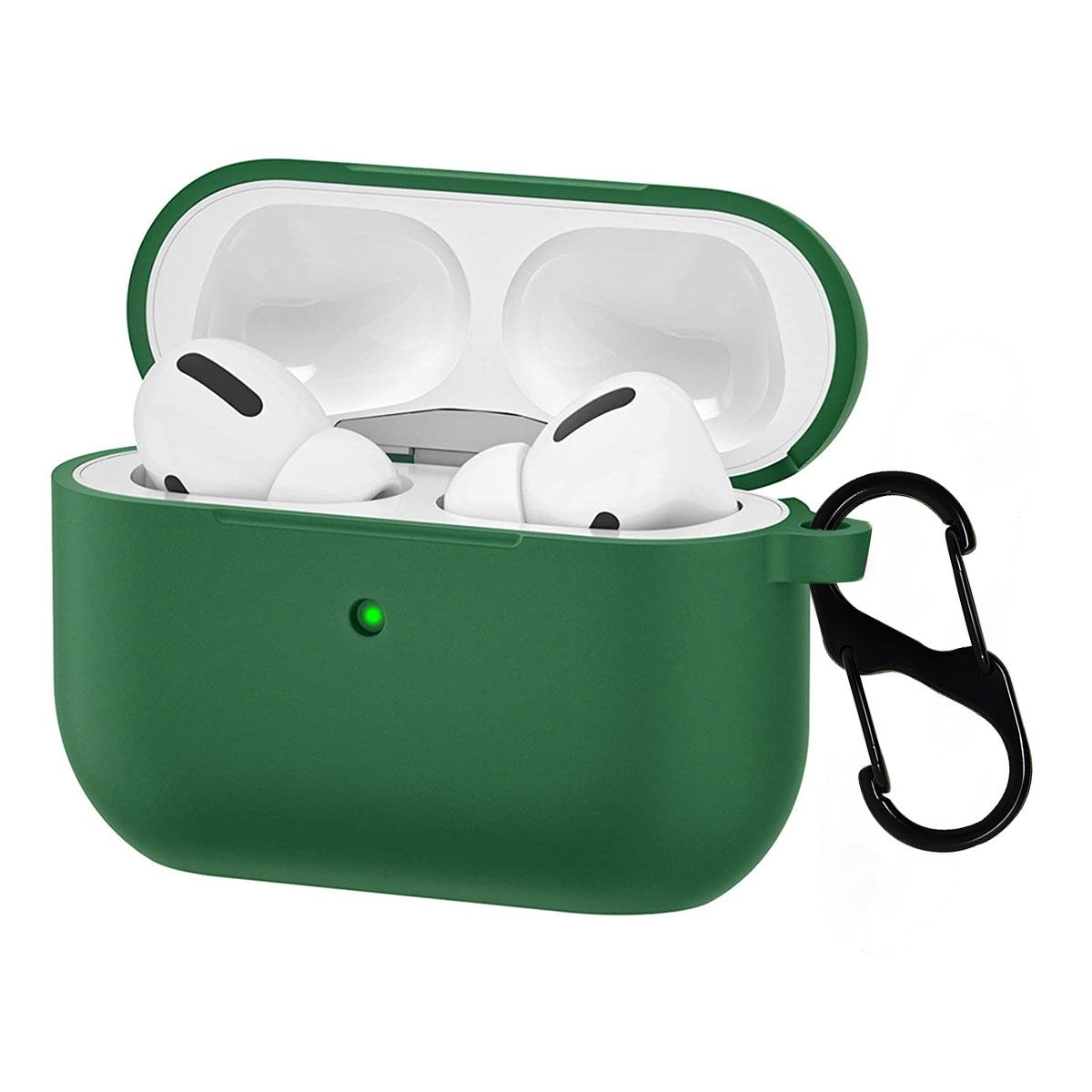 LIRAMARK Silicone Soft Case Cover with Buckle for Airpods Pro (2019), AirPods Pro 1st Generation (Green)