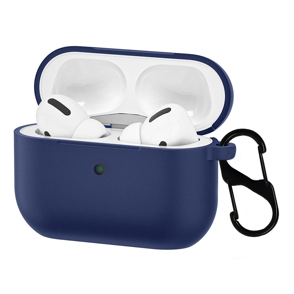 LIRAMARK Silicone Soft Case Cover with Buckle for Airpods Pro (2019), AirPods Pro 1st Generation (Midnight Blue)