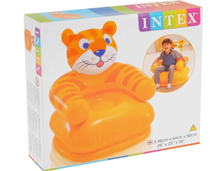 VINDHYA Happy Tiger Chair: Air-Filled, Inflatable Yellow Sofa for Kids