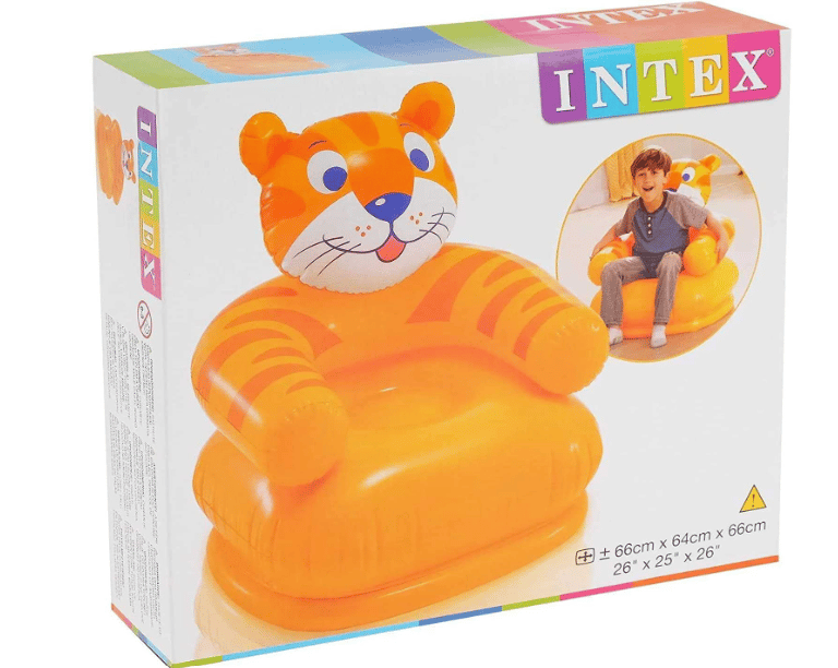 VINDHYA Happy Tiger Chair: Air-Filled, Inflatable Yellow Sofa for Kids