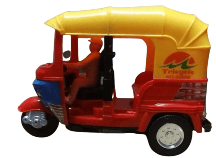 VINDHYA Battery Operated Bump and Go Auto Rickshaw Toy with Sound and Flashing Light Toy for 2+ Kids,Pack of 1, Multicolor