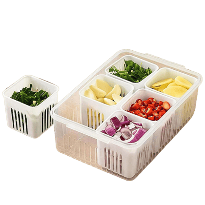 Fridge Storage Boxes Freezer Storage Containers, Container for Kitchen Storage Set, Storage in Kitchen, Vegetable Storage, Draining Crisper Refrigerator Food Box (1 Pc)