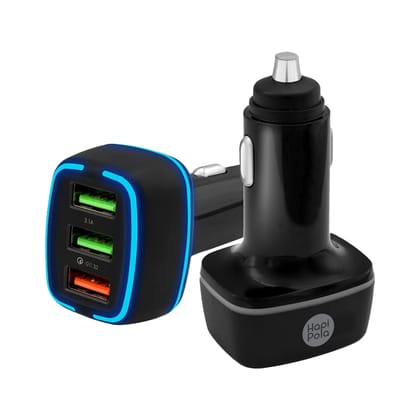 HAPIPOLA Trio 30W Fast Car Charger with Dual Output, Quick Charge 2USB Port, Wide Compatibility for Smart Phones