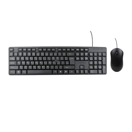 HAPIPOLA COMBO2 KEYPLUS WIRED MULTIMEDIA KEYBOARD with MOUSE | Slim Keystrokes Supportive Keypad 800 DPI 2 Million Clicks 3 Buttons Lengthy Cord