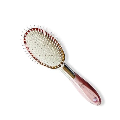 Oval paddle metal shiny hairbrush for men and women for daily hair styling and detangling