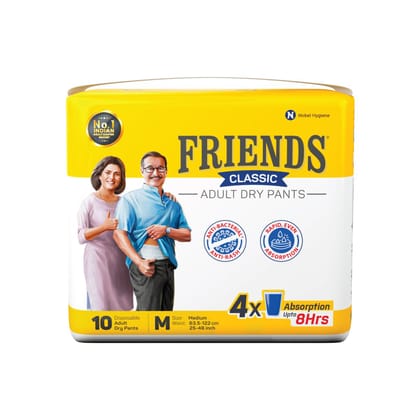 FRIENDS Classic Diaper Pull Ups Pants Adult Diapers - M (10 Pieces)